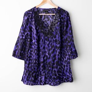 Lane Bryant | purple Leopard Print Blouse | 14